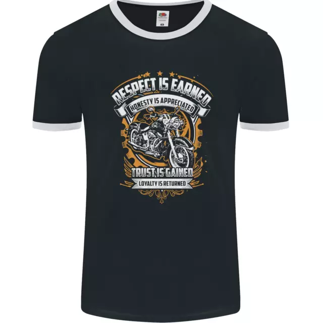 Maglietta Respect Earned Moto Biker Uomo Ringer FotoL
