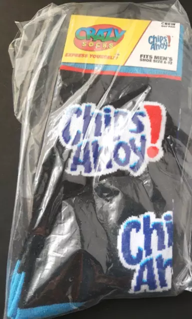 CRAZY SOCKS - CHIPS AHOY Men's Size 6-12 NEW w/tags black/blue/white ...