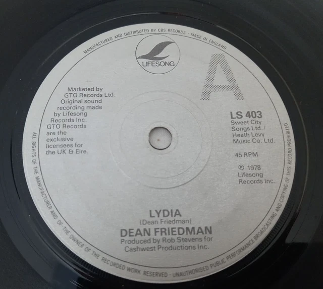 DEAN FRIEDMAN, LYDIA, 7" 45 vinyle d'occasion EUR 3,92 PicClick FR