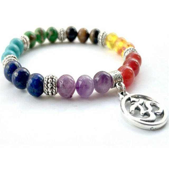 8mm 7 Chakra Various Gemstone Mala Bracelet 7.5inches Sutra Spirituality