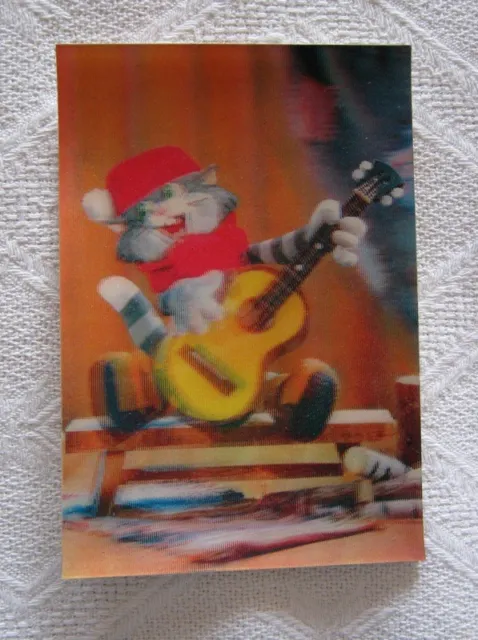 Cat Guitar Russian Cartoon Soviet Multfilm Plastic 3D Stereo  Pocket Calendar