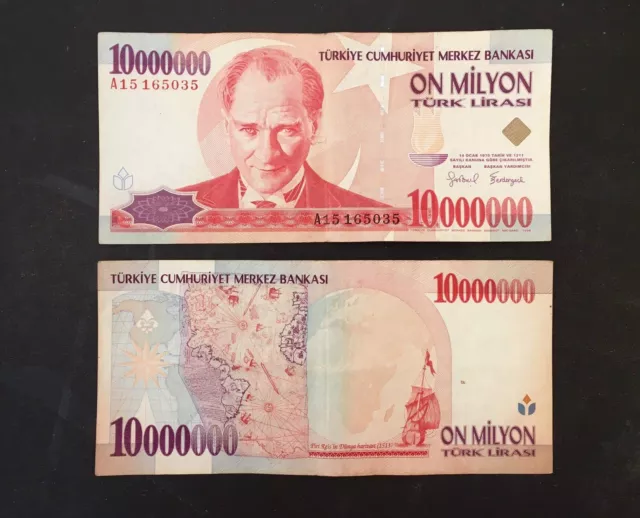 Turkey, 10000000 - 10,000,000 - 10 MILLION LIRA, P-214, Turkish Banknotes, Lira