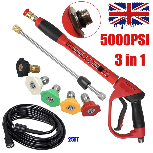 5000PSI HIGH PRESSURE Washer Spray Gun Car Jet Lance Power Hose Pipe