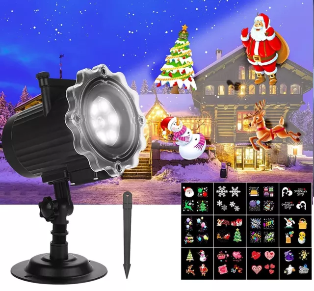 Proyector Laser Foco Luces de Navidad para Decoracion Navideño 12 Fichas Diseños