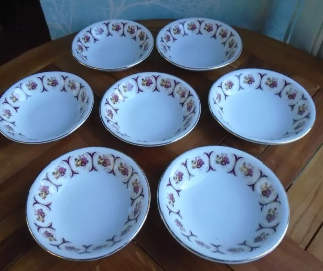 7 x vintage china ice cream bowls Art Nouveau floral pattern  with roses