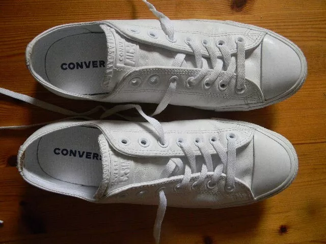 Converse All Star Leather White Training Shoes Men Us 10 Good Condition