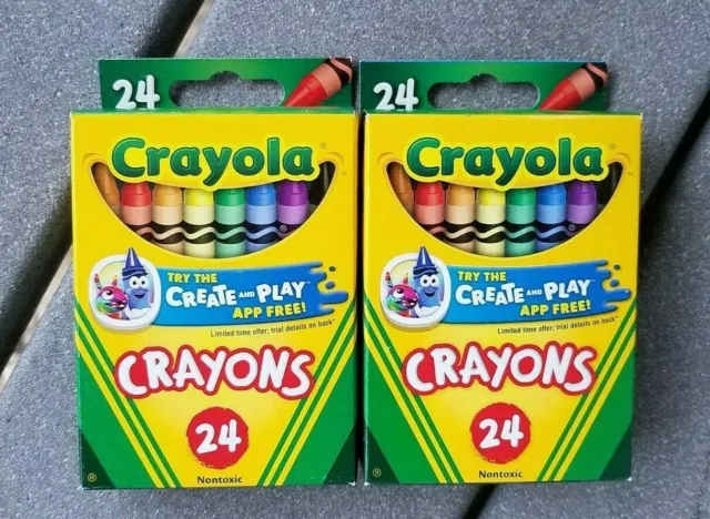 Crayola Crayons Nontoxic  - LOT of 2 (24 ct boxes) 48 total - MADE IN USA