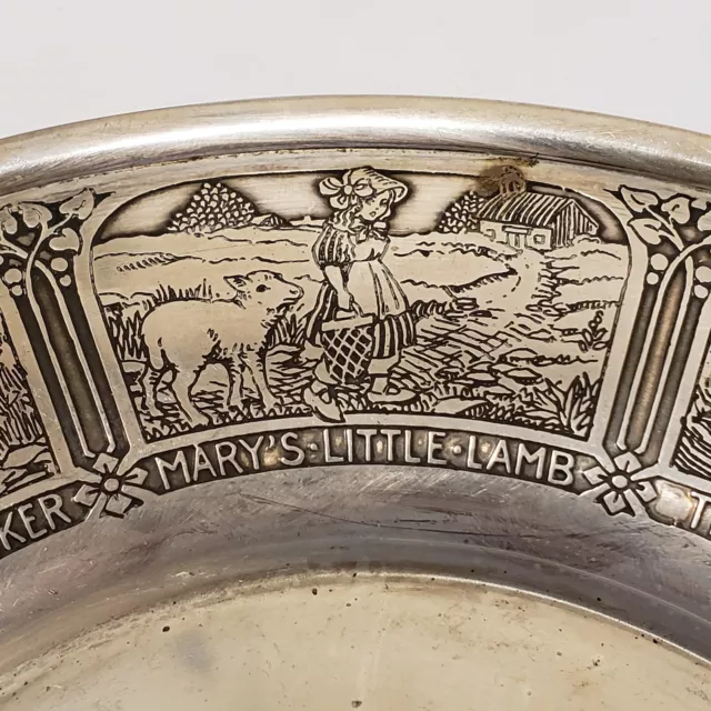 Antique R Blackinton Co Sterling Silver Child Toddler Nursery Rhyme Plate Mono
