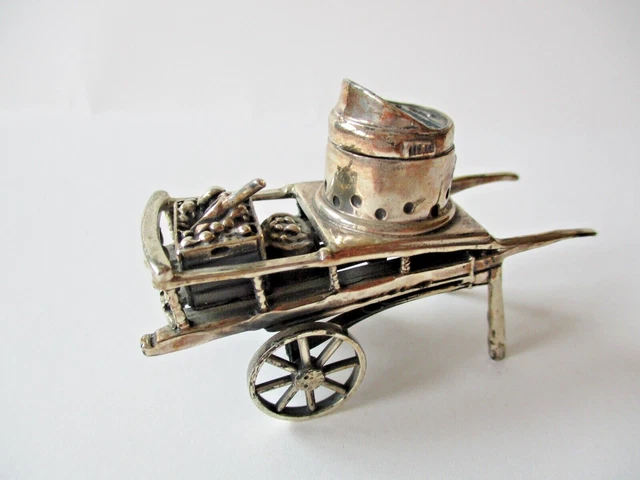 Carretto castagne caldarroste vintage miniatura argento sterling 925 Medusa Oro