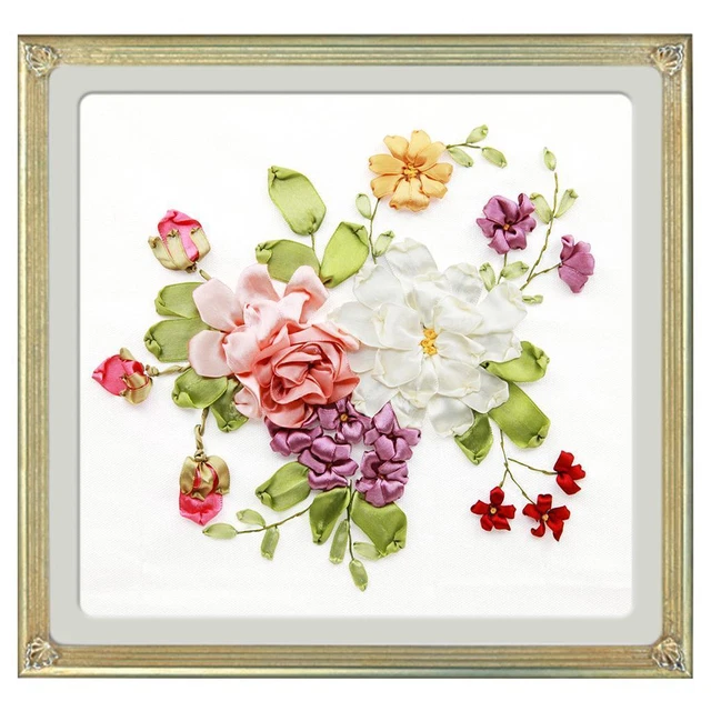 Kit Di Fiori   Con Ricamo A Punto Croce Stampato A Punto Croce