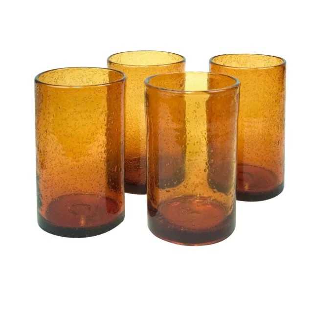 Artland Iris Highball Glass, 17 Oz, Set of 4 - Amber