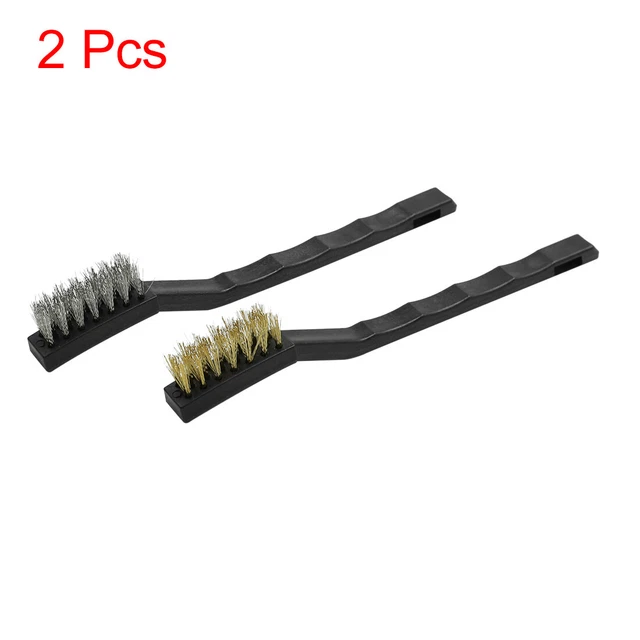2pcs Stainless Steel Brass Wire Brush Curved Scratch Bristle Handle