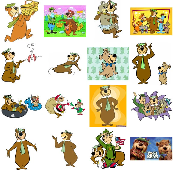 Yogi Bear characters, iron on T shirt transfer. Choose image and size