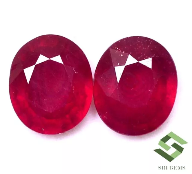 12x10 mm Natural Ruby Oval Cut Pair 11.39 CTS Calibrated Loose Gemstones GF