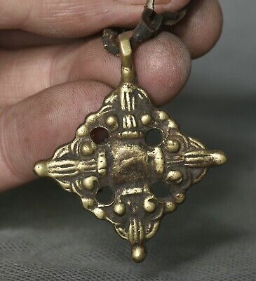 4,5CM Ancien Tibet Cuivre Bouddhisme Phurba Dague Titulaire Amulette Pendentifs