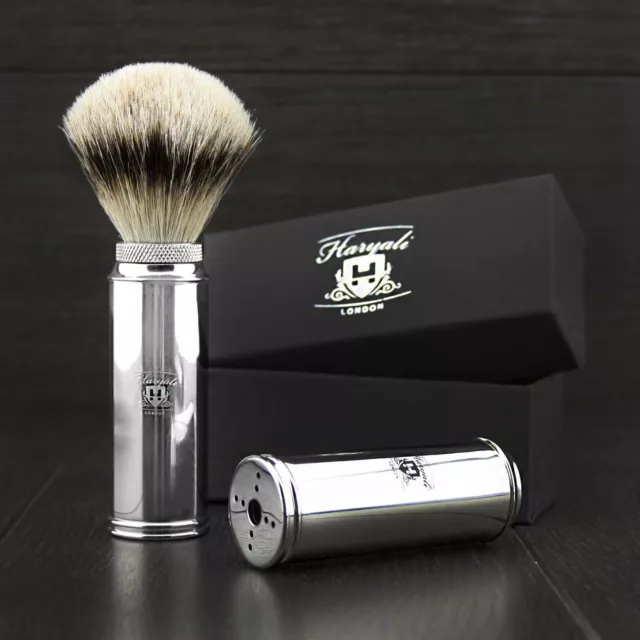 Men Shaving Travel Shaving Brush 100% Silver Tip Badger Hair Made In England