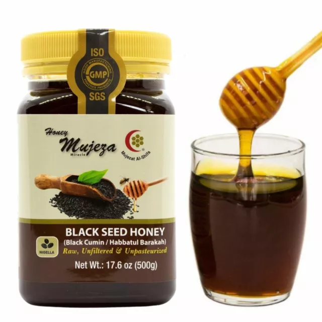 Mujeza Black Seed Honey 100% Natural Not Mixed with Oil or Powder 500g/17.6oz