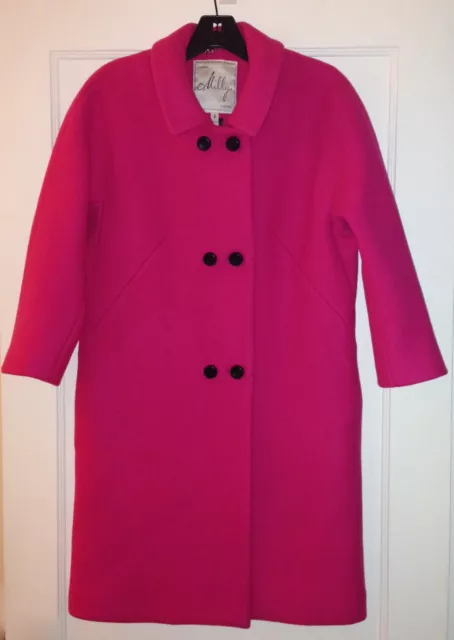 MILLY Alexis Wool Blend Double-Breasted Coat in Fuchsia Pink Size 6 3