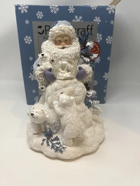 Pfaltzgraff Winter Frost Santa Snow Globe Music Box 2001 Edition Great Condition