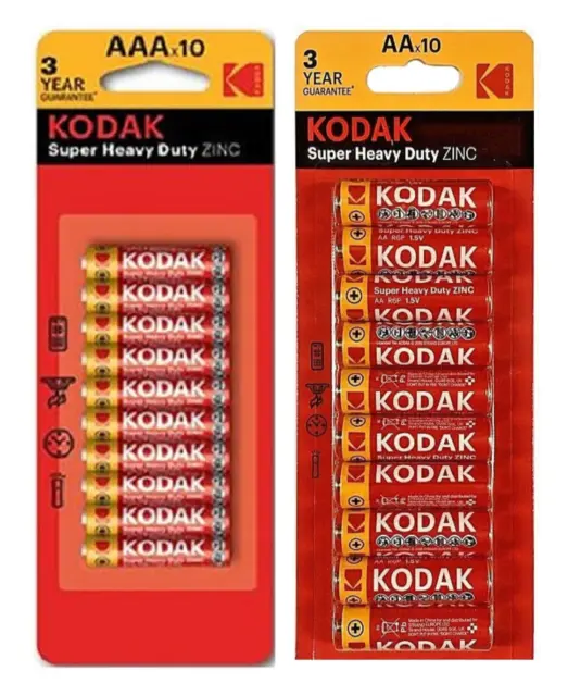 Kodak Batteries AA Or AAA Super Heavy Duty Zinc 1.5v 10/pk Genuine & New