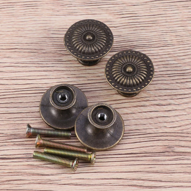 4 Pcs Vintage Handles Simple Single-hole Knob Pulls Cupboard Drawer Cabinet