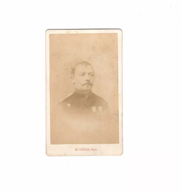 CDV Foto Französischer Soldat mit Orden - Strasbourg 1880er
