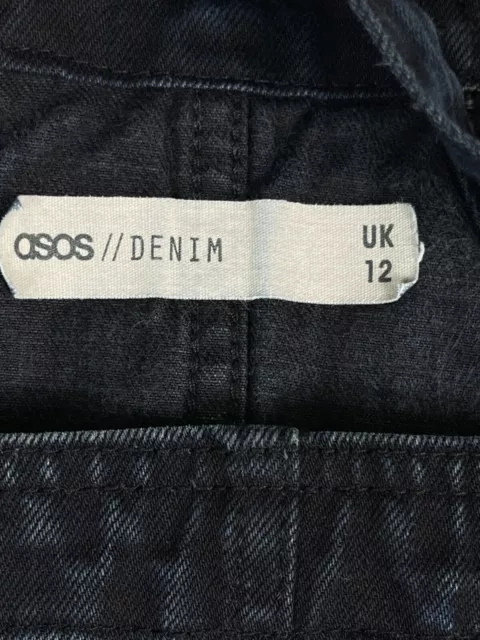 Asos Denim Overalls Womens Size 12 Jean With Tie Straps Black Jumper 3