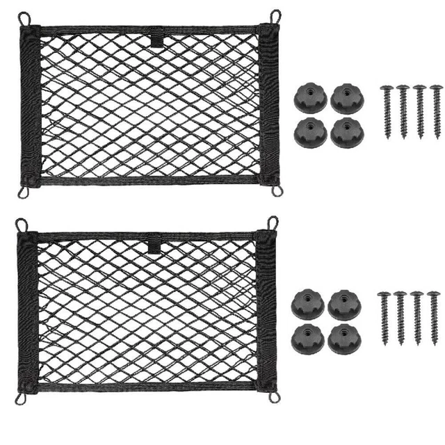 2pcs Voiture Cargo Filets Poche Coffre Côté Élastique Rangement Maille Sac