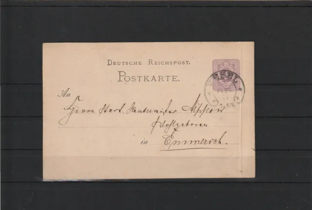 Deutsches Reich Ganzsache Karte Hufeisen-Stempel WESEL, 1877 #1102619