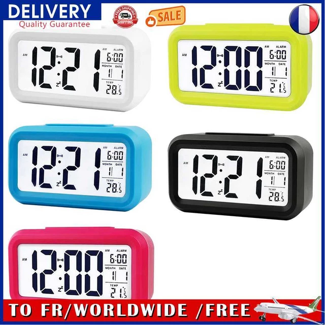 Smart Temperature Alarm Clock LED Display Digital Backlight Calendar Desktop