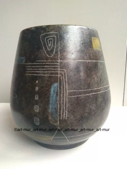 Grand Vase Ceramique Rene et Madeleine de Valence "La Grange aux potiers" 1950