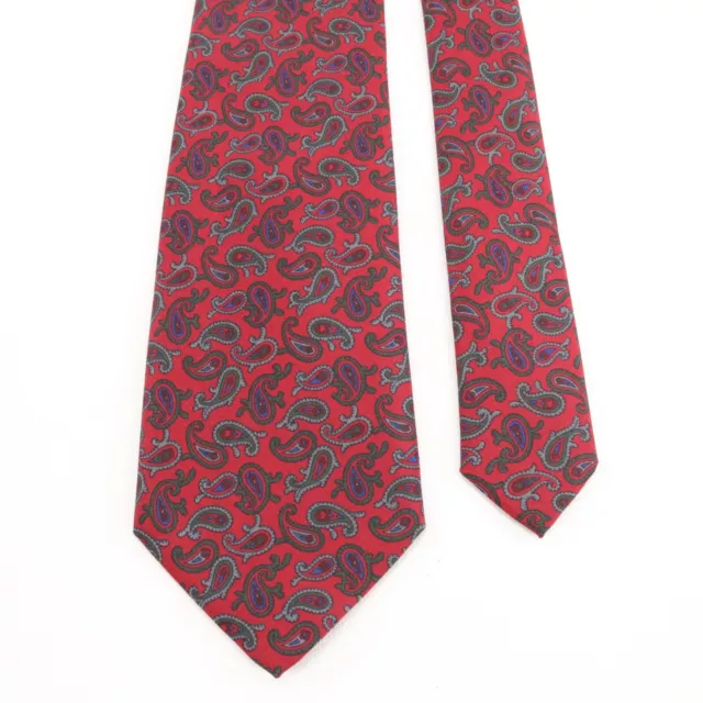 Neiman Marcus Tie Mens 58 in Red Burgundy Purple Gray Paisley Silk Italy Lined