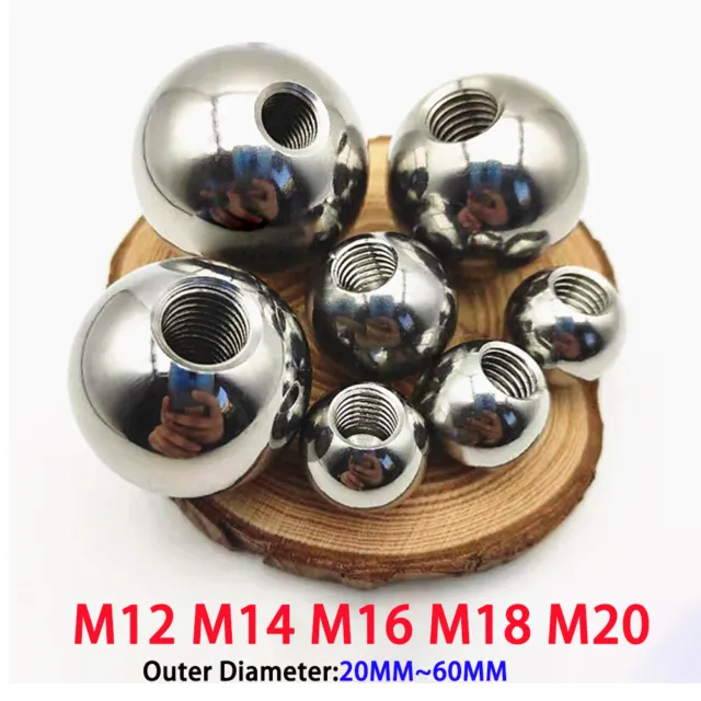 Threaded Steel Bead Blind Bore Stainless Steel Ball Dia 20-60mm M12/14/16/18/20