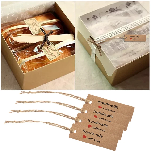 200 Etichette Prezzo Con Filo – 43x28 Mm, Cartoncino Kraft Bianco, Perfette Per Mercatini, Gioielli, Regali – Già Annodate - 3