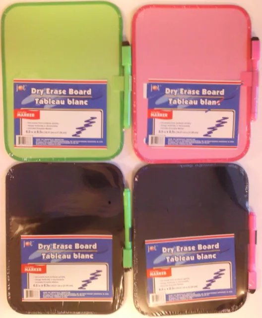 COLORED DRY ERASE BOARDS W MARKER 6.5" x 8.5" SELECT: Black, Neon Green or Pink