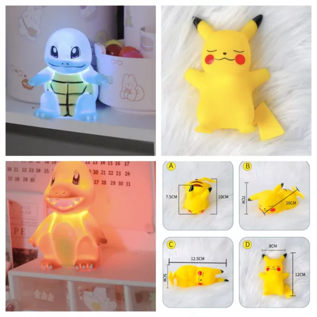 Lampada a luci soffuse cameretta notte bimbi POKEMON Pikachu Squirtle Charmender