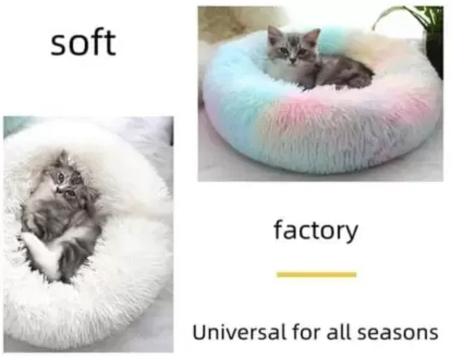 Round Fluffy Donut Black Pet Bed Is Perfect for Dog's & Puppies 3