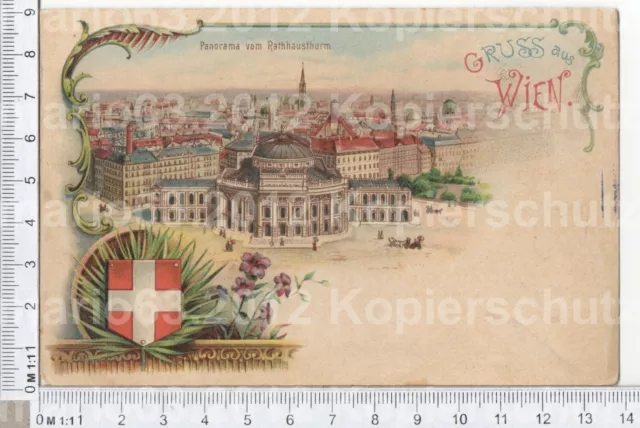 Gruss aus Wien Panorama vom Rathhausturm um 1900 Correspondenz-Karte
