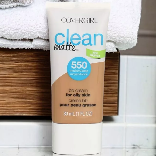 NEW CoverGirl Clean Matte BB Cream For Oily Skin, Medium/Deep 550, 1oz