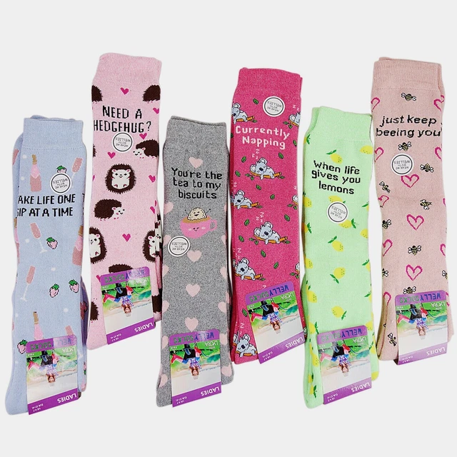 Ladies Womens Long Knee High Thick Wellington Welly Boot Socks Festival Size 4/7