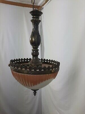 Art Deco Lamp 1920s Style Shade Flycatcher Vintage Glass Old Heavy Design 2