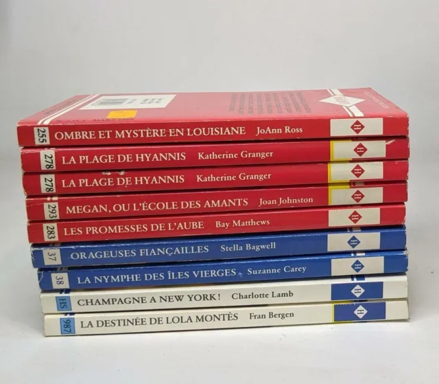 Lot de 16 romans issus de la collection Harlequin: titres et auteurs voir