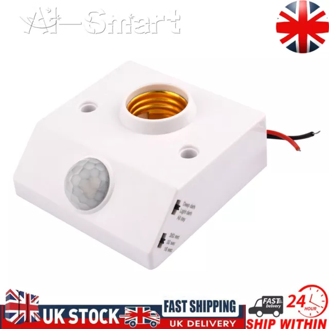 AC 110-240V Infrared IR PIR Motion Sensor Lamp Holder Socket Light Bulb E27 UK