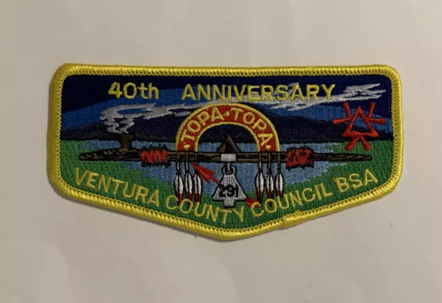 OA Topa Topa Lodge 291 40th Anniversary Ventura County Council BSA Flap Mint