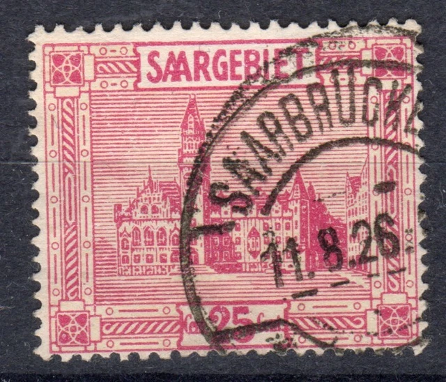 Saargebiet 100 PF/Druckvermerk Punkt links unten vor Kreis gestempelt