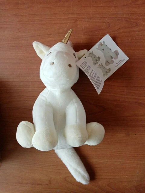 DOUDOU PELUCHE ATMOSPHERA KIDS LICORNE BLANC ECRU DORE 21 cms neuve 2