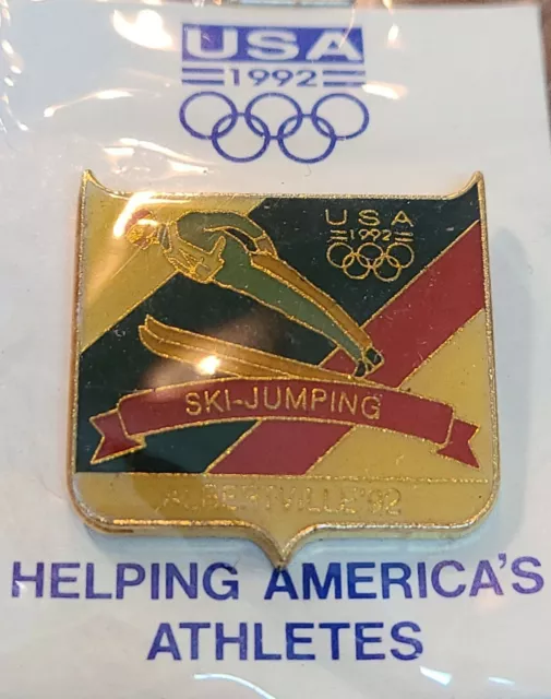 Team USA '92 Albertville Olympics Ski Jumping Hat Pin. Hand Painted Pin. Nice 2