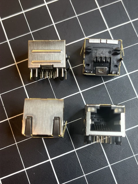 4Pcs RJ45 8P8C 8 Pin Shielded PCB Mount Network Socket Connector With LED 