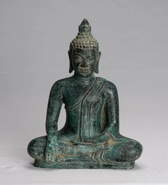 Ancien Khmer Style Assis Bronze Enlightenment Statue de Bouddha - 26cm/10 "
