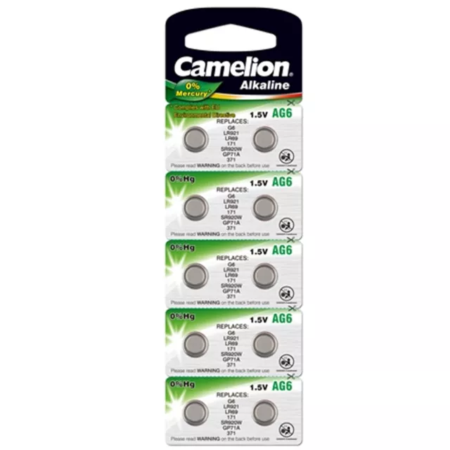 10 BATTERIEN AG6 / LR921 / GP71A / 371 - CAMELION * KNOPFZELLEN * 0% Quecksilber